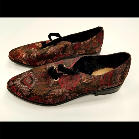 Aldo Women's Floral Lace-Up Shoes - Red and Black Embroidered - Picture 3 of 6